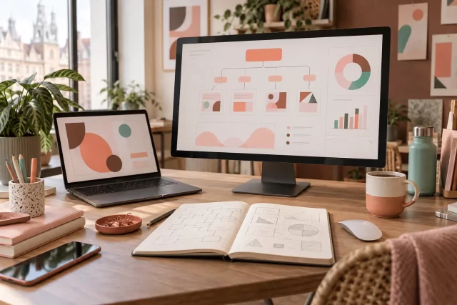 Audit SEO de site internet : tableau de bord d’analyse technique affiché sur un écran d’agence web