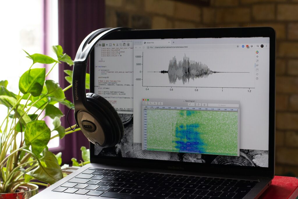 Logiciel de mixage du son de la voix affiché sur un ordinateur